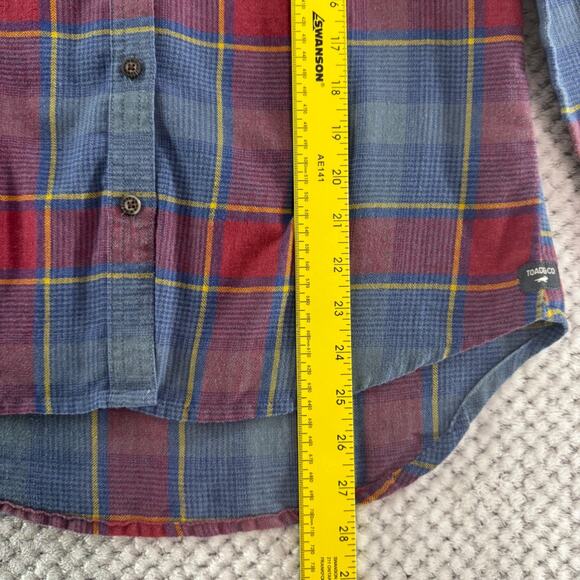 Toad&Co Top Womens XS Blue Red Plaid Reform Flannel LS Shirt Button Front Fall - Picture 9 of 13